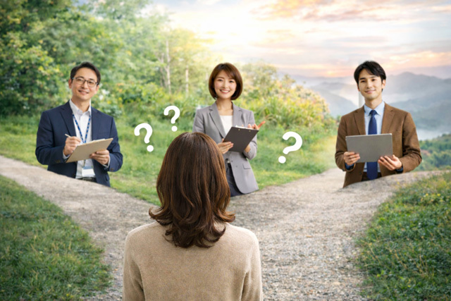 三つの分かれ道の画像